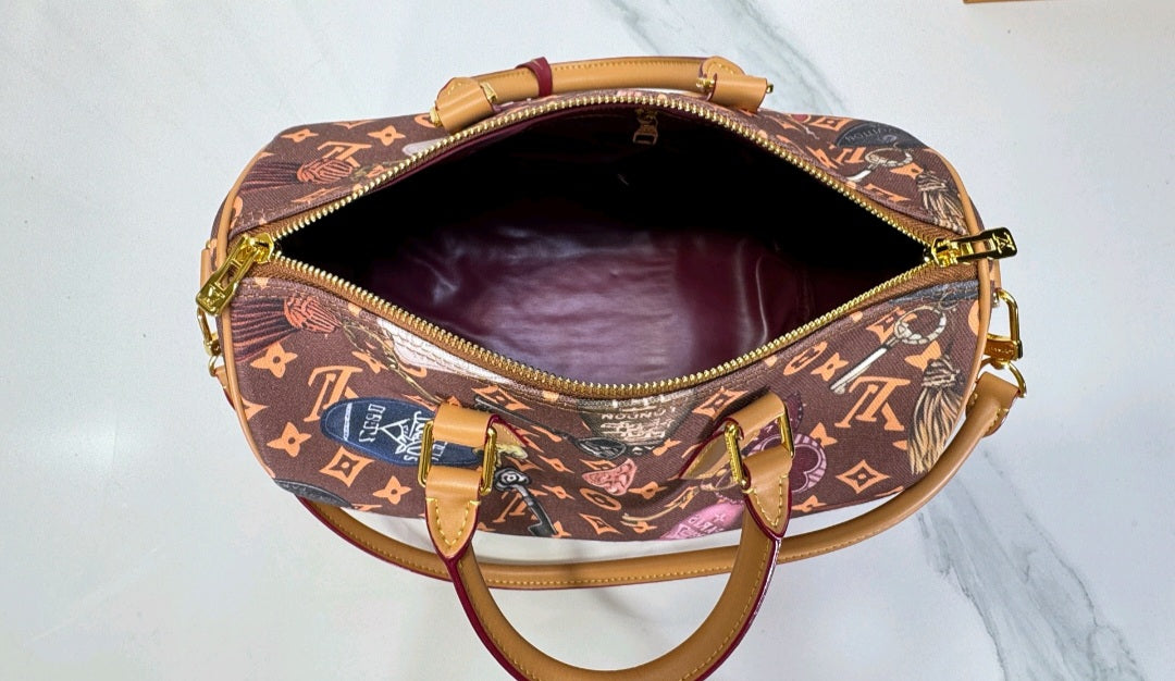 28Liv Speedy 30 bandolera bruin Denim leer