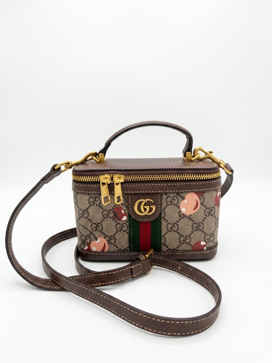 28GiGi mini box donkerbruin 15cm echt leer