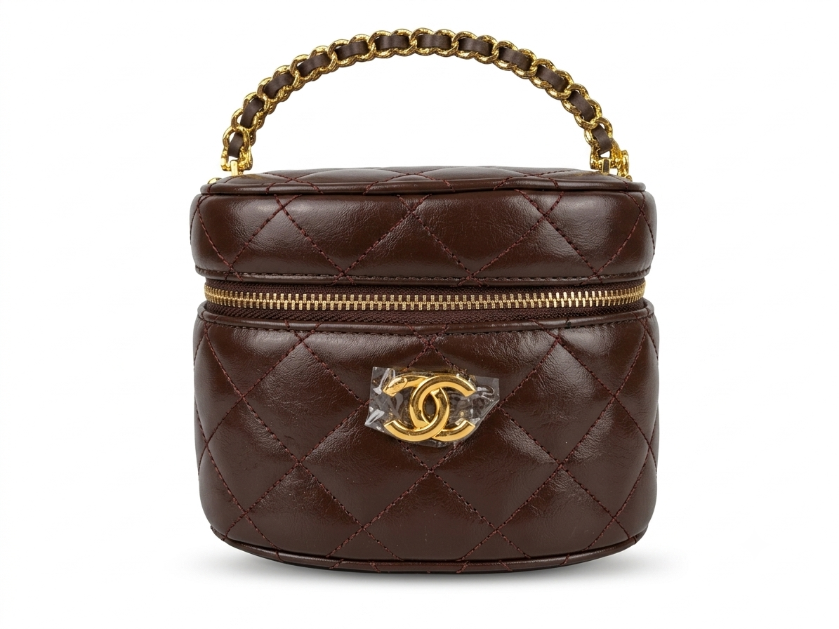 28cici vanity rond kastanjebruin leer