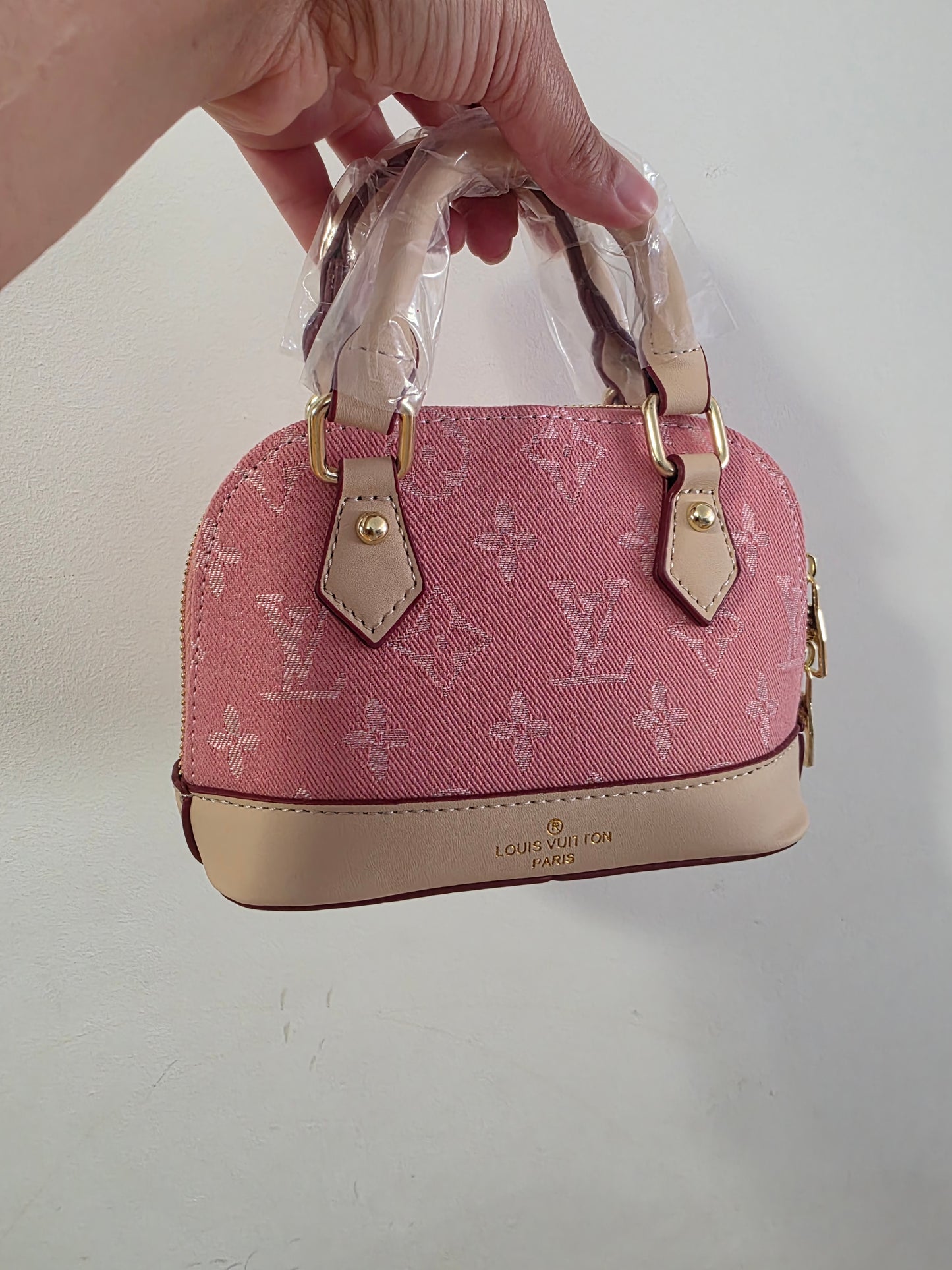 28liv Alma bb mini Roze denim 15cm leer