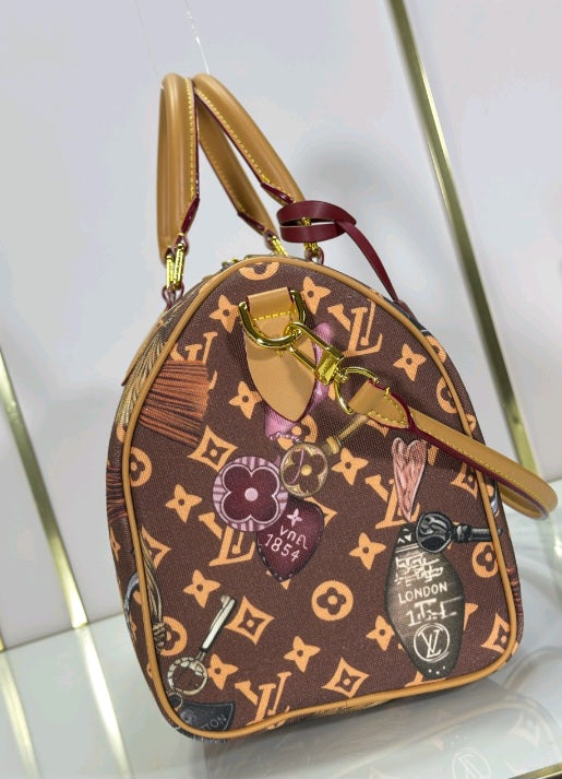28Liv Speedy 30 bandolera bruin Denim leer