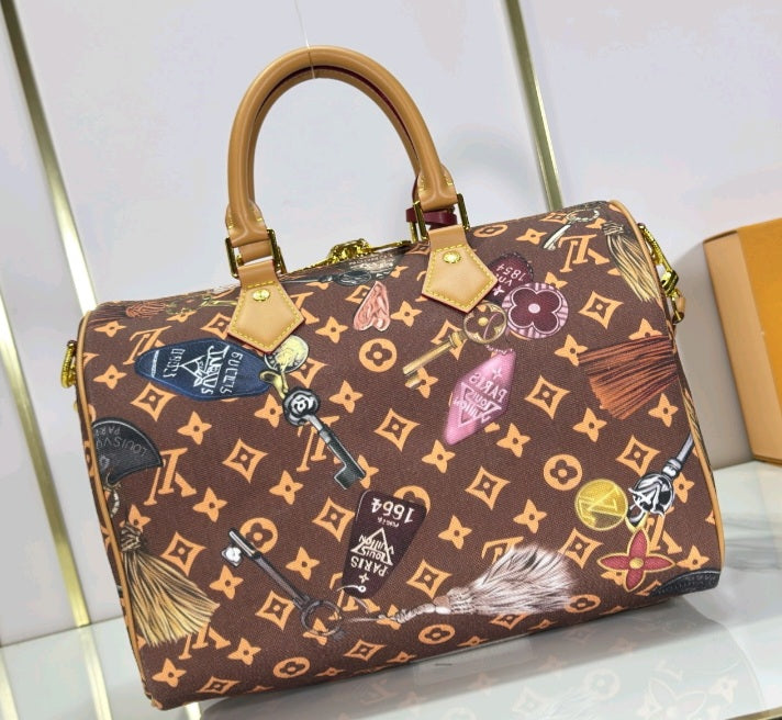 28Liv Speedy 30 bandolera bruin Denim leer