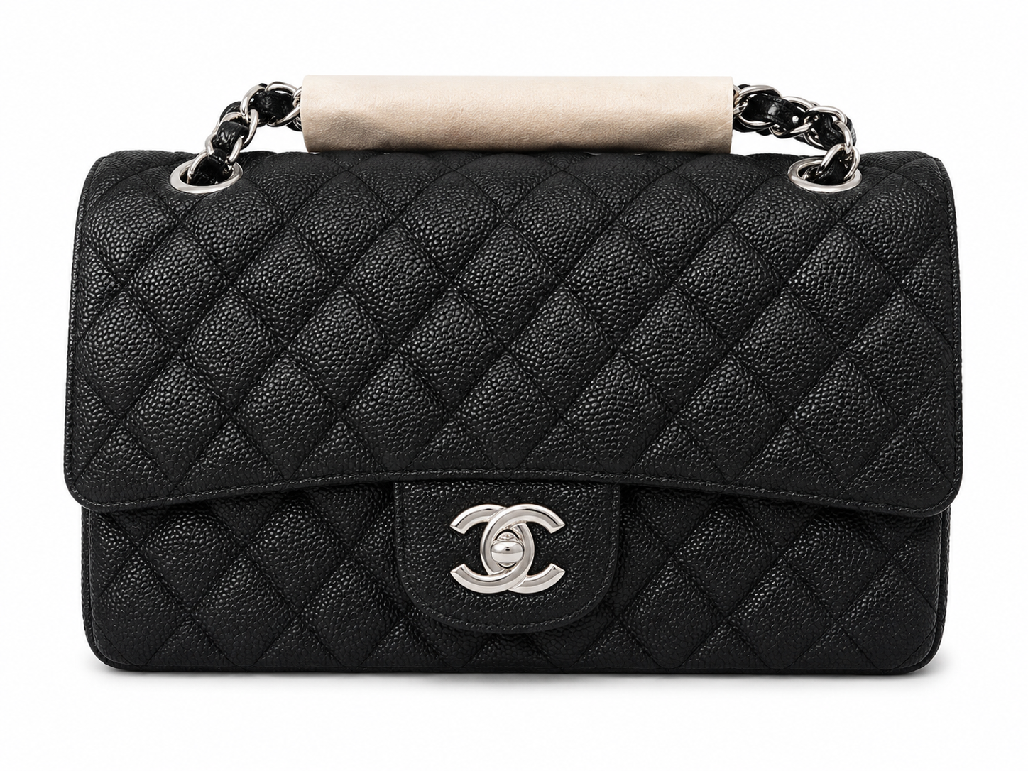 28CICI Flapbag zwart caviarleer