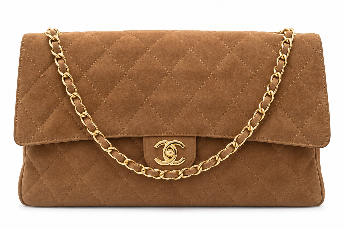 28cici Maxi large suède kalfsleer camel 45cm